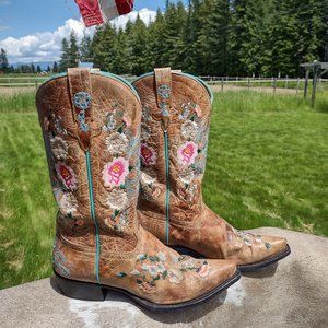 Mace Bean "Rose Garden" Snip-Toe Cowgirl Boots